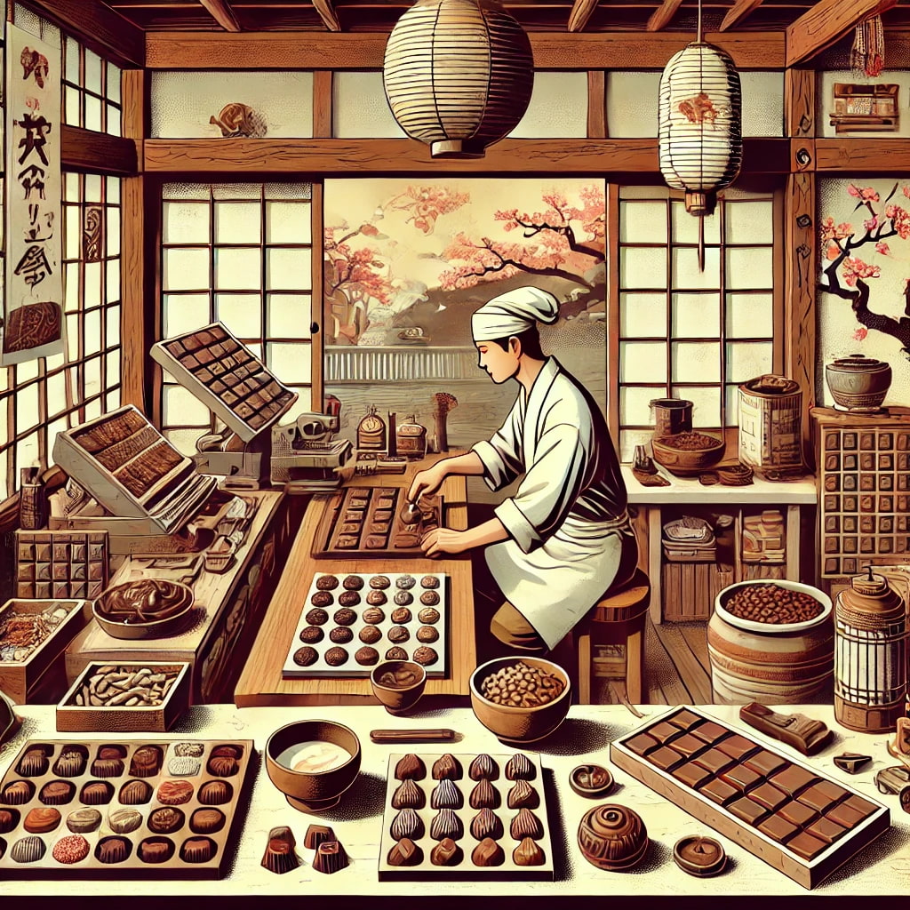 A representation of chocolate being made in Japan