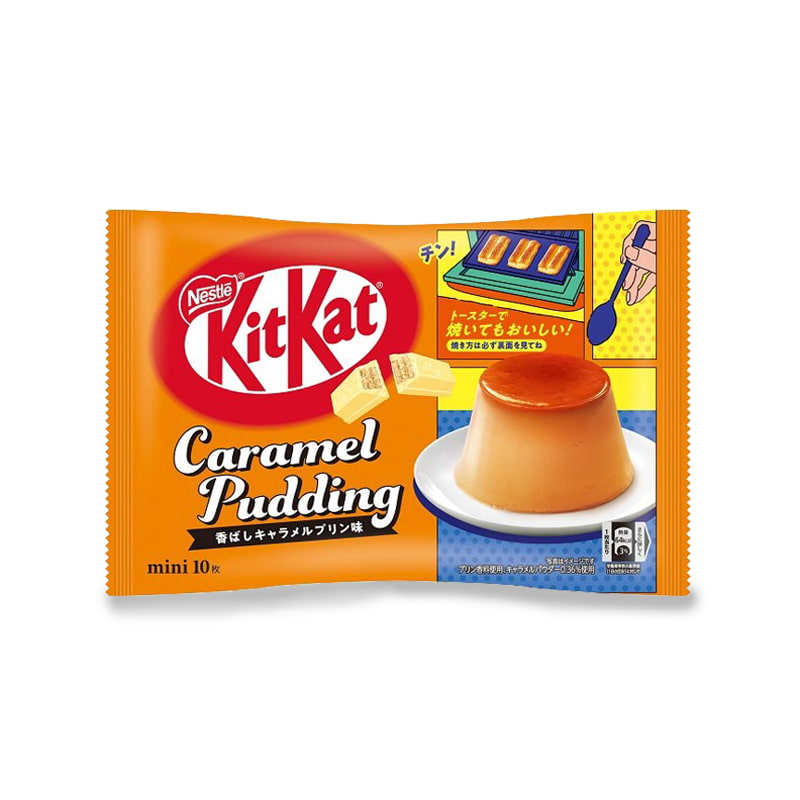 Pudding caramel flavored Kitkats from Japan