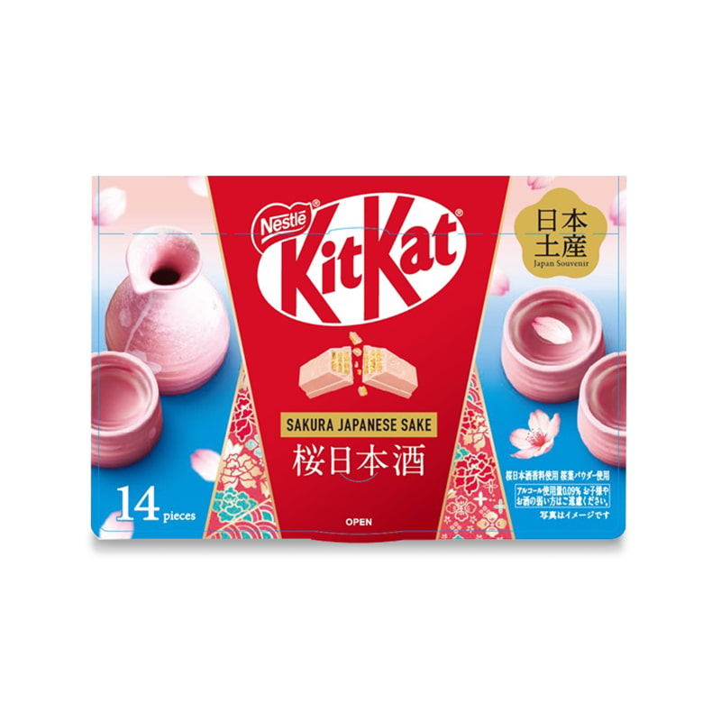 Japanese KitKat Sakura Nihonshu, sakura sake flavor with cherry blossom package design