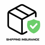 Logo for shipping insurance with a black box and green shield featuring a white check mark on a white background.